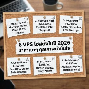6 VPS โฮสติ้งในปี 2026 ราคาเบาๆ คุณภาพน่ามั่นใจ